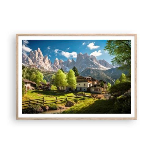 Affiche dans un chêne clair - Poster - Idylle alpine - 100x70 cm