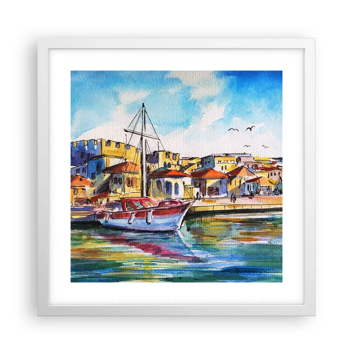 Affiche dans un cadre blanc - Poster - Après-midi arc-en-ciel - 40x40 cm