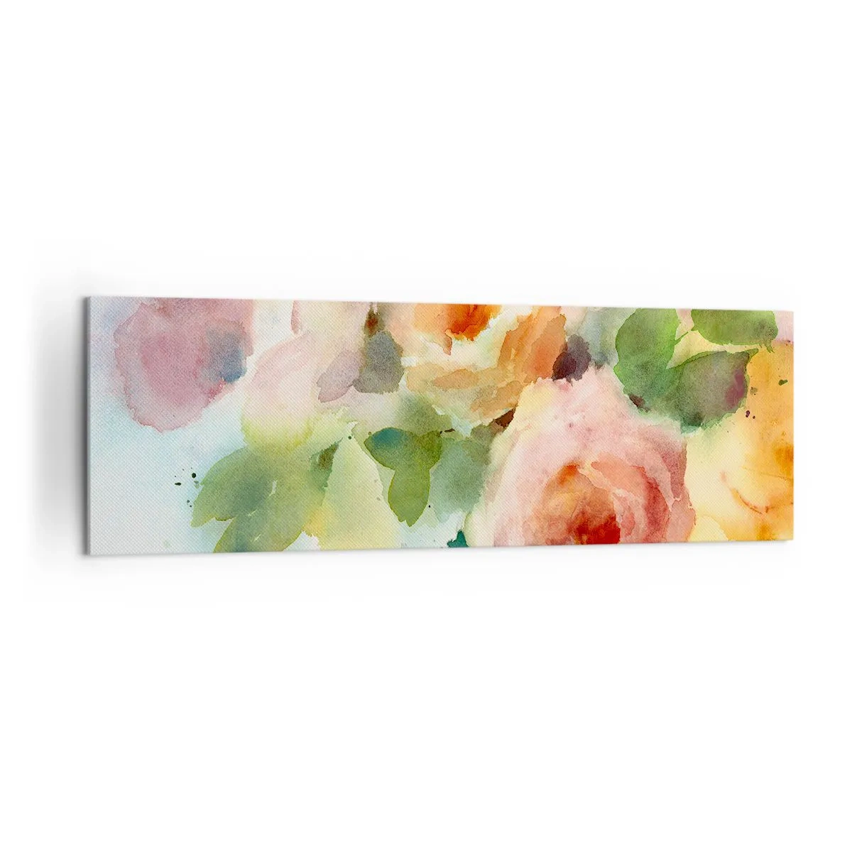 Impression sur toile - Image sur toile - Roses délicates de style aquarelle sur fond clair - 160x50cm - Délicat comme l'aquarelle - Décoration murale moderne pour le salon et la chambre ARTTOR