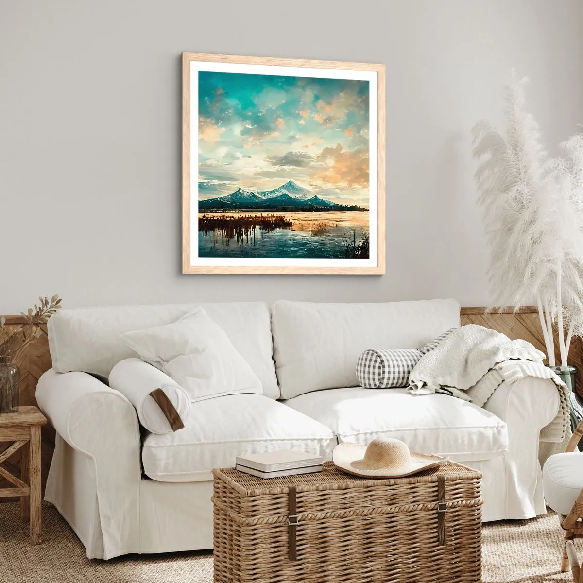 Affiche dans un chêne clair - Poster - Sous la protection du ciel - 50x50 cm