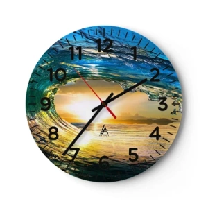 Horloge murale - Pendule murale - Dans un éclat émeraude-or - 40x40 cm