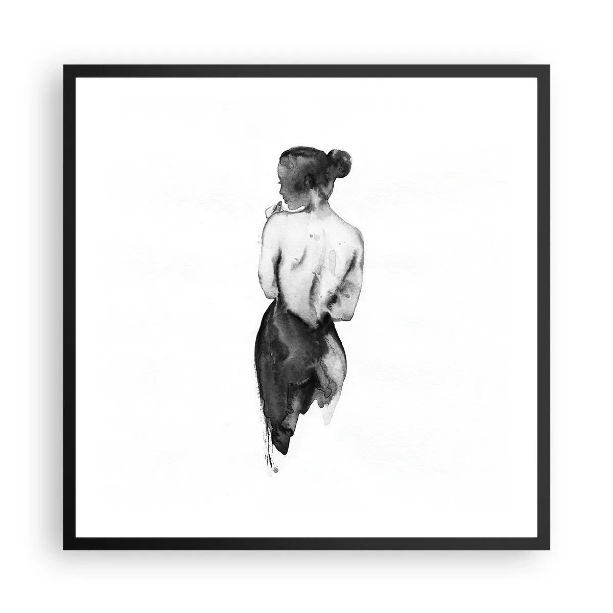 Affiche dans un cadre noir - Poster - Auprès d'elle, le monde disparaît - 60x60 cm