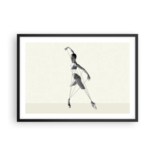Affiche dans un cadre noir - Poster - Ballerine dans une interprétation géométrique avec des lignes - 70x50cm - Dans le théatre de la vie - Décoration murale moderne pour le salon et la chambre ARTTOR