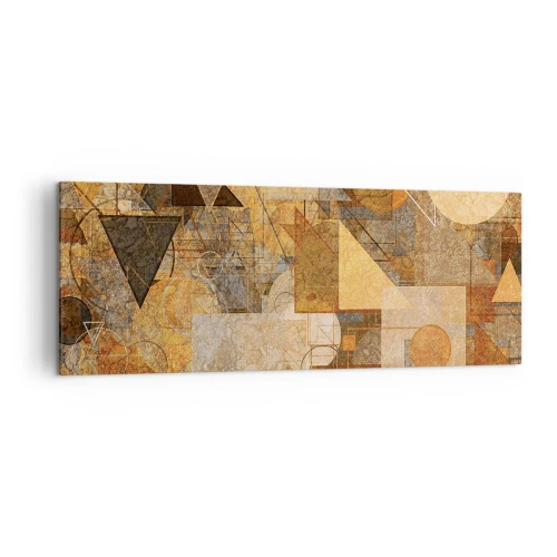 Impression sur toile - Image sur toile - Figures géométriques abstraites aux tons chauds - 140x50cm - Étude cubique de marron - Décoration murale moderne pour le salon et la chambre ARTTOR