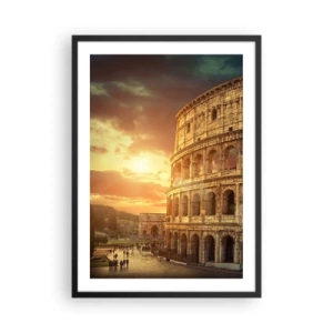 Affiche dans un cadre noir - Poster - Le Colisée de Rome au coucher du soleil - 50x70cm - Une impression colossale - Décoration murale moderne pour le salon et la chambre ARTTOR