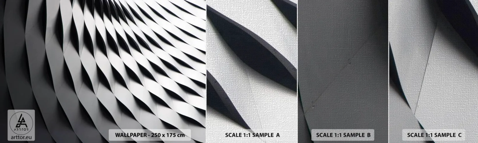 Échantillon de Papier Peint Premium Canvas - A la surface des vagues - Moderne, Abstraction, acier - 100x30 cm