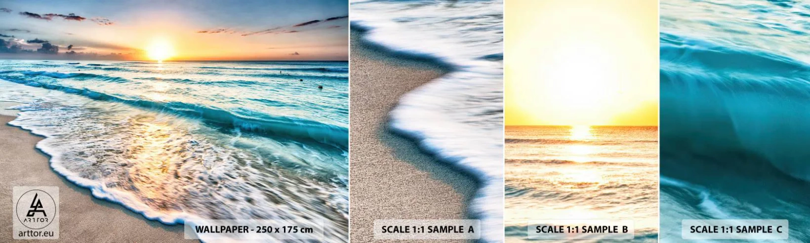 Échantillon de Papier Peint Autocollant Deluxe Sticker - Une vue qui en vaut la peine - Paysage, Plage, Coucher de soleil - 100x30 cm