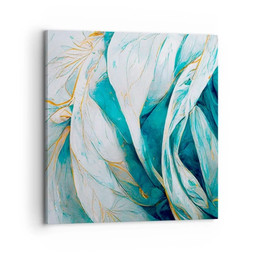 Impression sur toile - Image sur toile - Abstraction bleue avec un motif doré - 70x70 cm