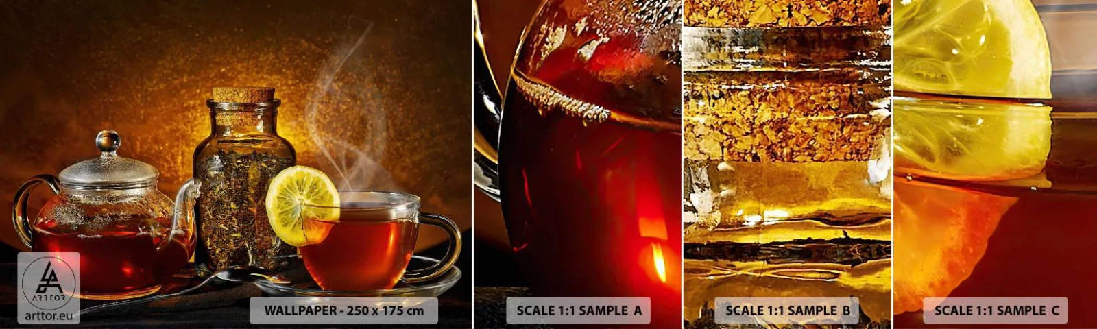 Échantillon De Papier Peint Standard Eco - Dans le style des maîtres hollandais - La gastronomie, Thé, Tasse à thé - 100x30 cm