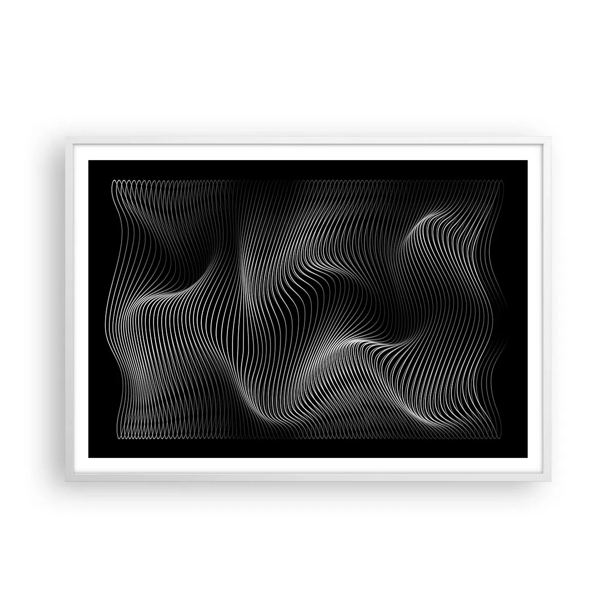 Affiche dans un cadre blanc - Poster - Danse de lumière dans l'espace - 100x70 cm