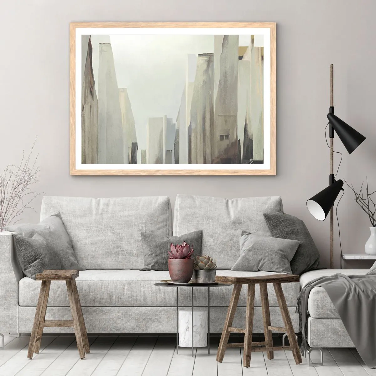 Affiche dans un chêne clair - Poster - Rêve de la ville - 50x40 cm