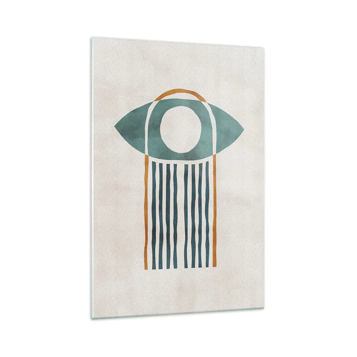 Impression sur verre - Image sur verre - Motif géométrique dans les tons de vert et d'orange - 70x100cm - Signes et rituels - Décoration murale moderne pour le salon et la chambre ARTTOR