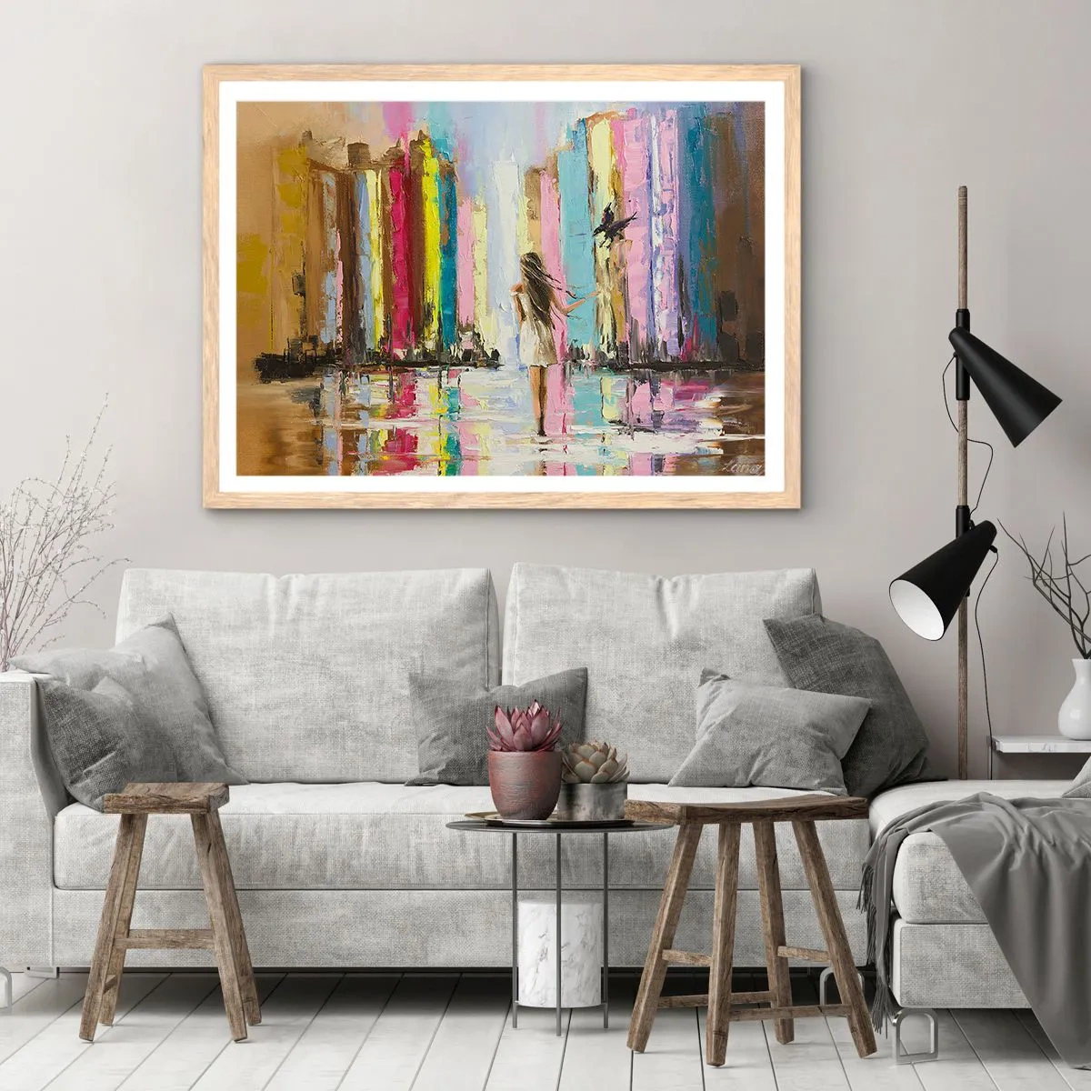 Affiche dans un chêne clair - Poster - Viens avec moi - 50x40 cm