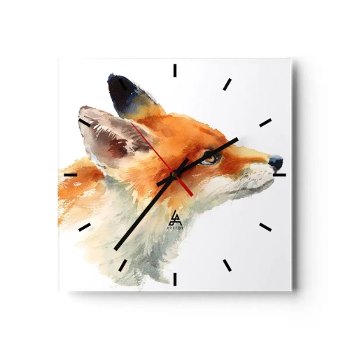 Horloge murale - Pendule murale - Renard roux en style aquarelle sur fond blanc - 30x30cm - Vous ne pouvez jamais être trop prudent - Décoration murale moderne pour le salon et la chambre ARTTOR