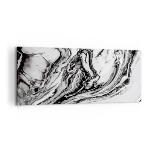 Impression sur toile - Image sur toile - Motif de marbre abstrait en noir et blanc - 120x50cm - Au début, c'était le chaos - Décoration murale moderne pour le salon et la chambre ARTTOR