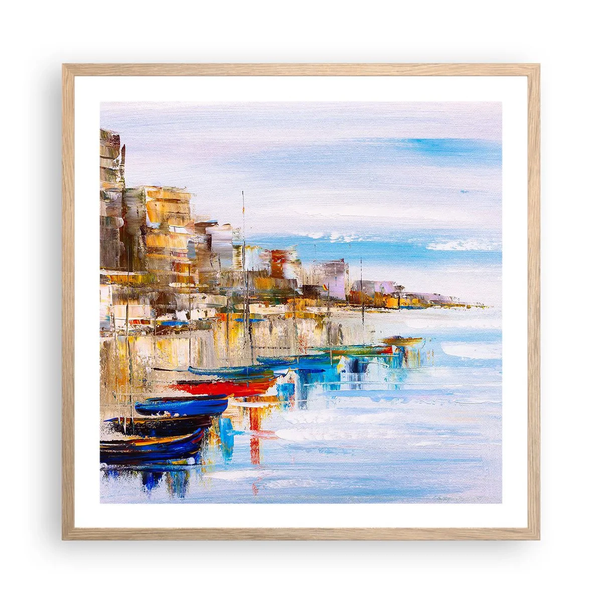 Affiche dans un chêne clair - Poster - Un havre urbain multicolore - 60x60 cm