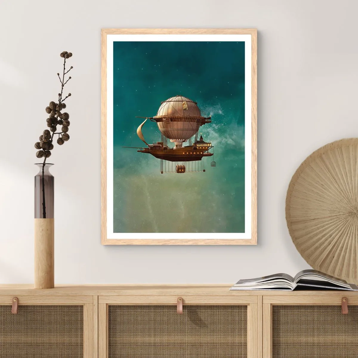 Affiche dans un chêne clair - Poster - Jules Verne vous salue - 70x100 cm