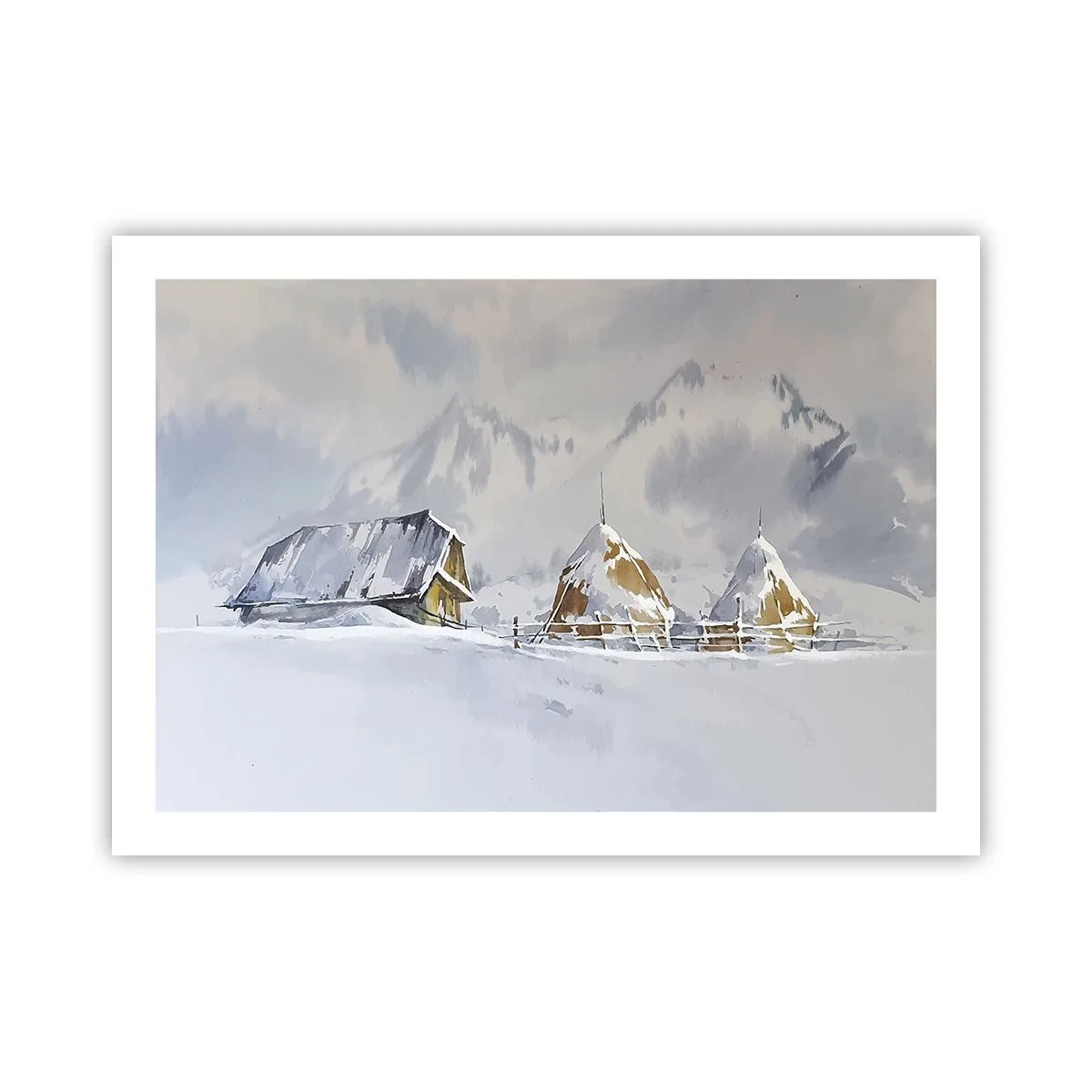 Affiche - Poster - Dans une vallée enneigée - 70x50 cm