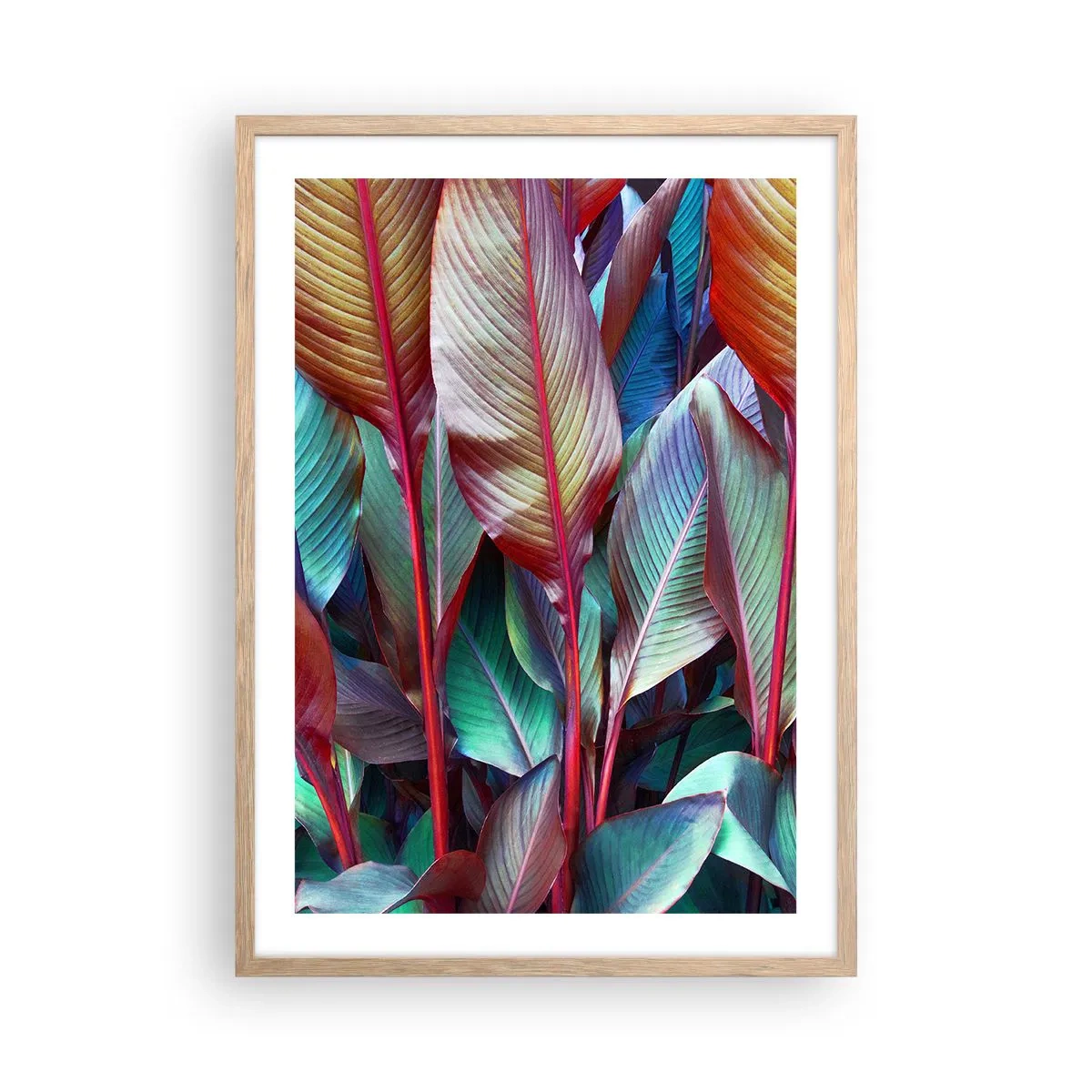 Affiche dans un chêne clair - Poster - Un fourré coloré - 50x70 cm