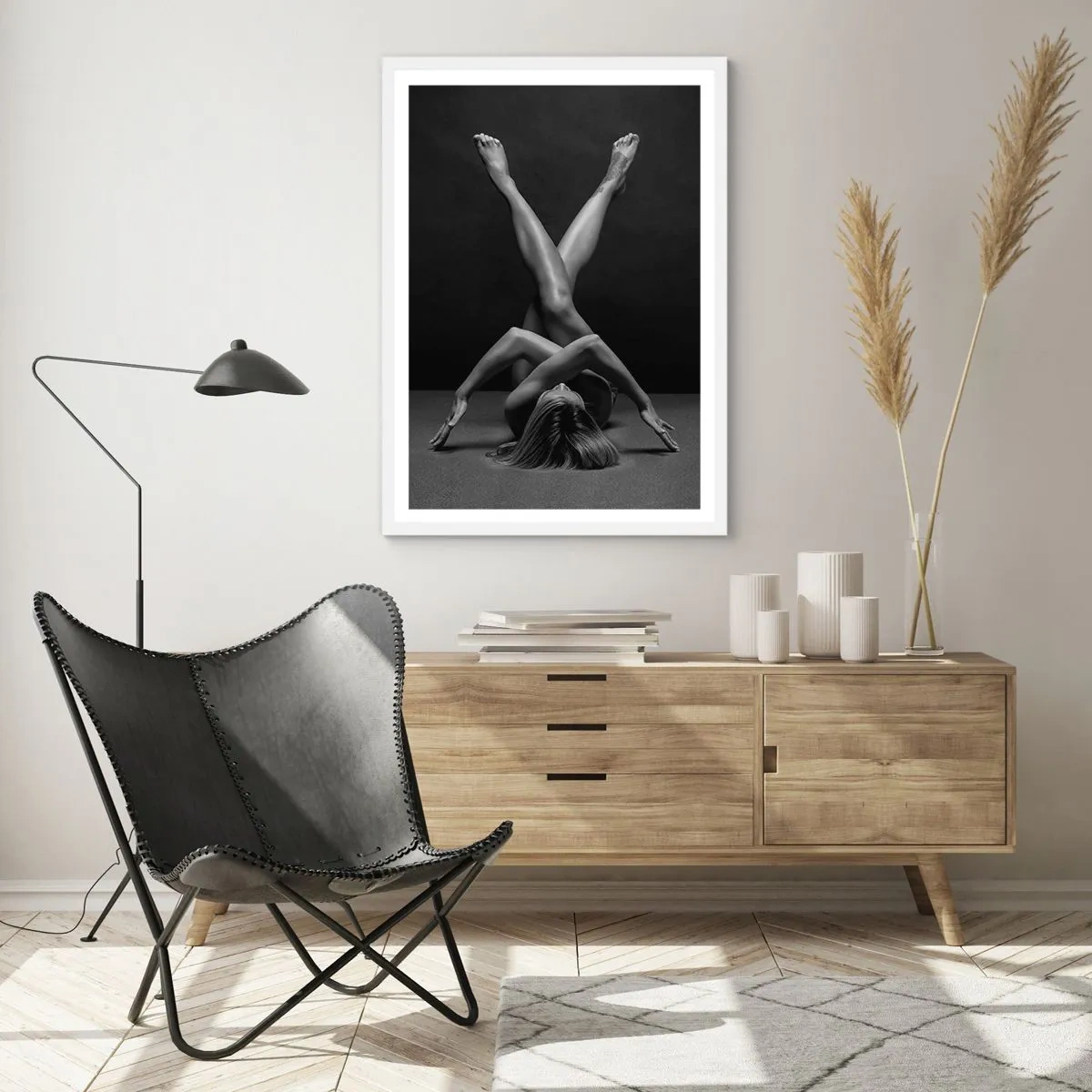 Affiche dans un cadre blanc - Poster - Géométrie de la nudité - 40x50 cm