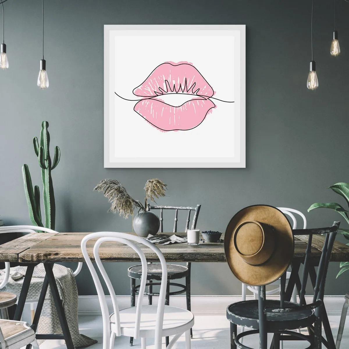 Affiche dans un cadre blanc - Poster - Prêt à l'embrassade? - 60x60 cm