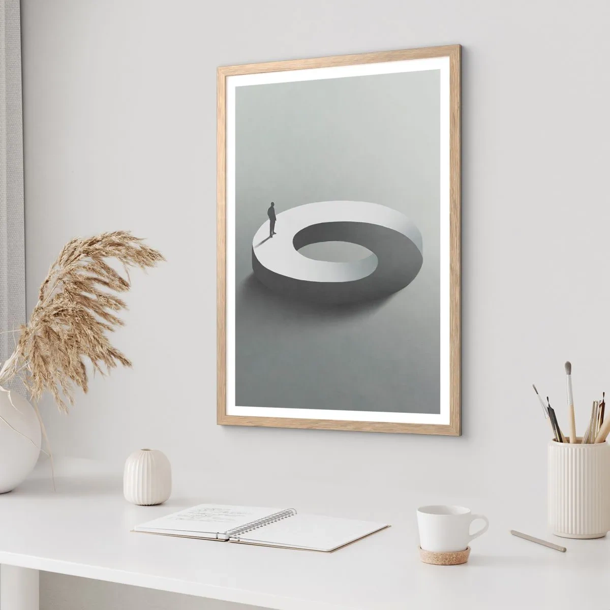 Affiche dans un chêne clair - Poster - Et sois intelligent ici - 50x70 cm