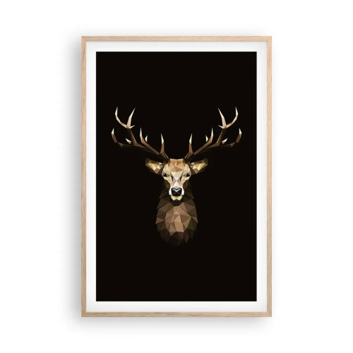 Affiche dans un chêne clair - Poster - Cerf cubique - 61x91 cm