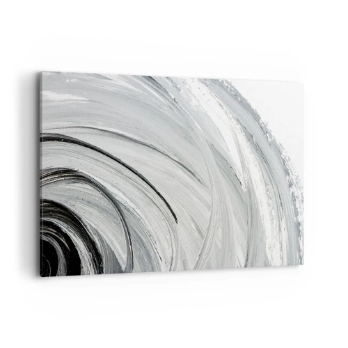 Impression sur toile - Image sur toile - Un tourbillon monochrome dans des tons de gris et de noir - 120x80cm - Composition orbitale - Décoration murale moderne pour le salon et la chambre ARTTOR