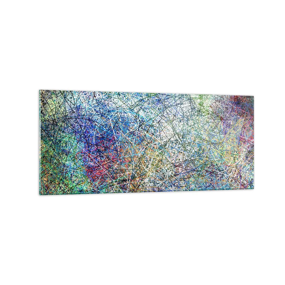 Impression sur verre - Image sur verre - Composition abstraite avec des lignes et des textures multicolores - 120x50cm - Ce n'est pas si simple - Décoration murale moderne pour le salon et la chambre ARTTOR