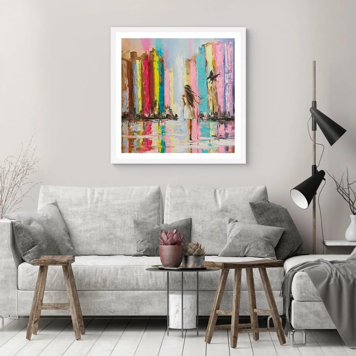 Affiche dans un cadre blanc - Poster - Viens avec moi - 50x50 cm