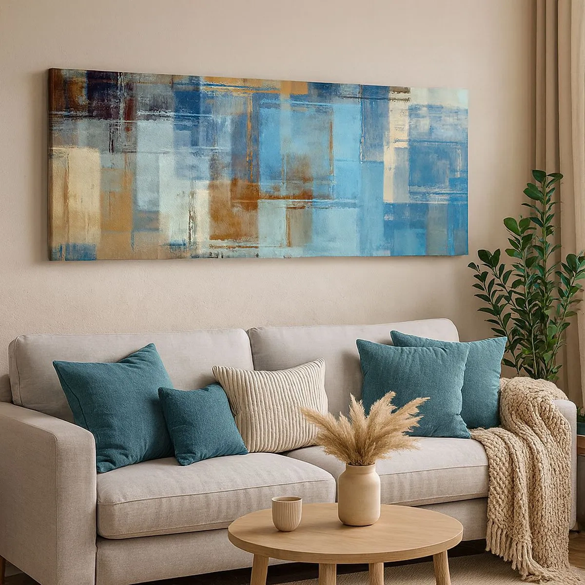 Impression sur toile - Image sur toile - A travers le voile bleu - 100x40 cm
