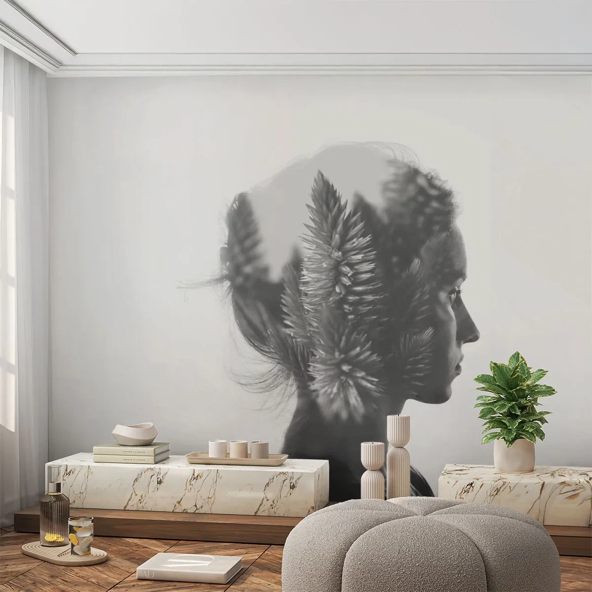 Papier Peint Photo Premium Canvas - Dame de la pinède - Abstraction, Femme, Morceau - 400x280 cm
