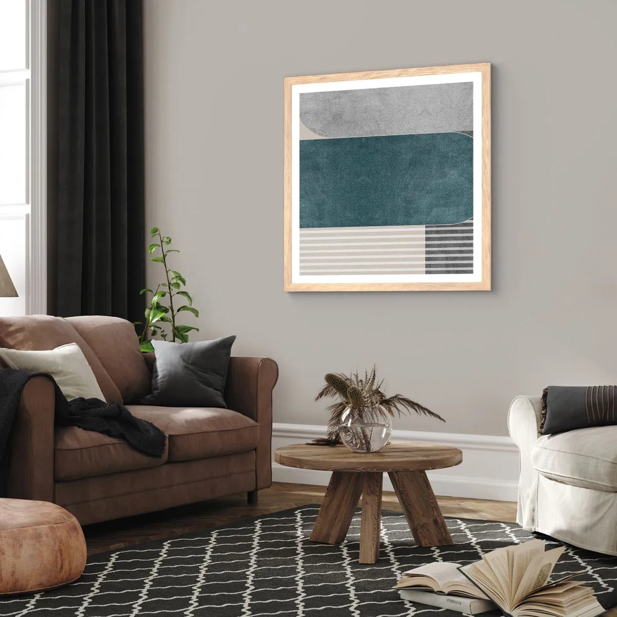 Affiche dans un chêne clair - Poster - Composition de niveaux - 30x30 cm