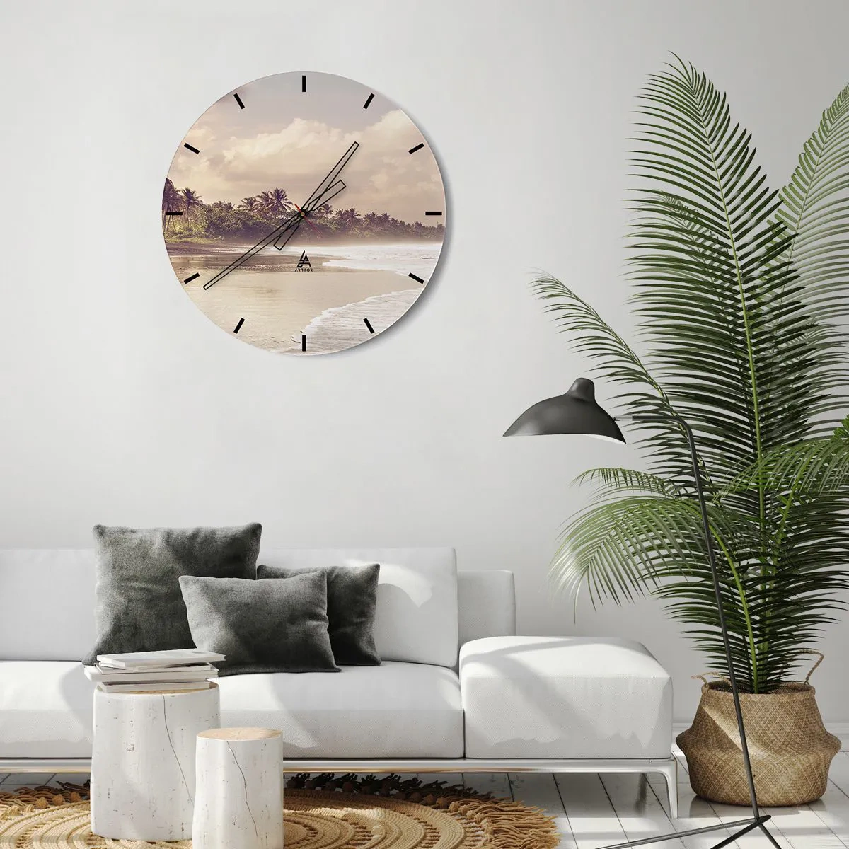 Horloge murale - Pendule murale - La caresse des vagues - 40x40 cm
