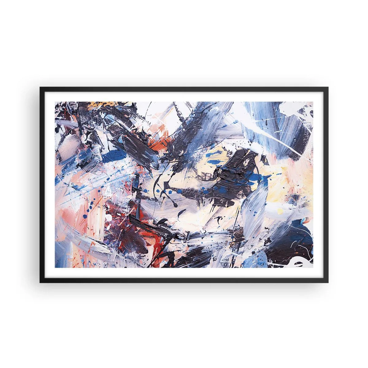 Affiche dans un cadre noir - Poster - La danse folle de l'abstrait - 91x61 cm