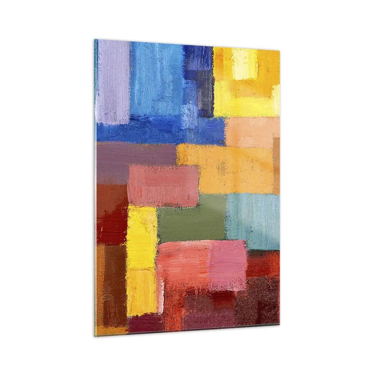Impression sur verre - Image sur verre - Composition abstraite de rectangles colorés - 50x70cm - Chacun est différent, tout est coloré - Décoration murale moderne pour le salon et la chambre ARTTOR