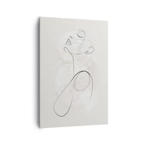 Impression sur toile - Image sur toile - Contour du visage minimaliste avec une fleur sur fond clair - 70x100cm - Spirale de beauté - Décoration murale moderne pour le salon et la chambre ARTTOR