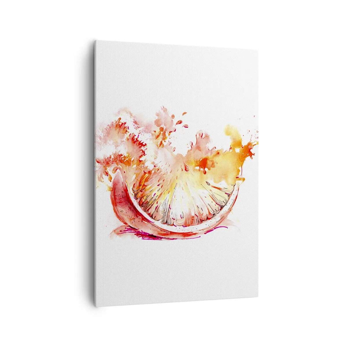 Impression sur toile - Image sur toile - Une tranche de pamplemousse à l'aquarelle aux couleurs vives - 70x100cm - Détente juteuse - Décoration murale moderne pour le salon et la chambre ARTTOR