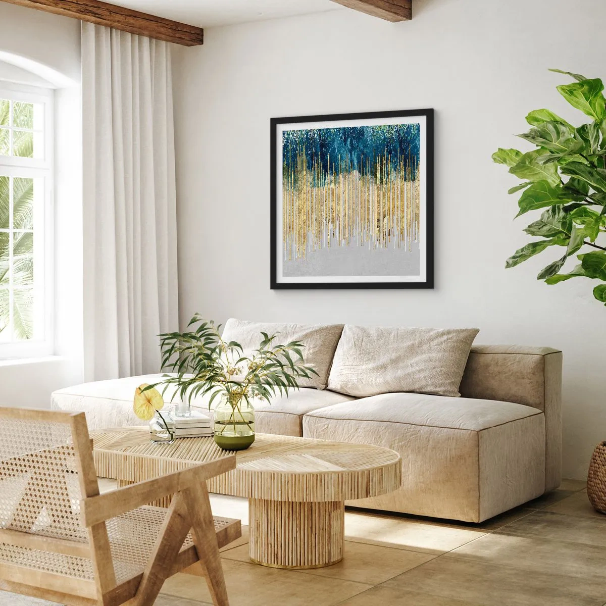 Affiche dans un cadre noir - Poster - Bordure dorée - 50x50 cm