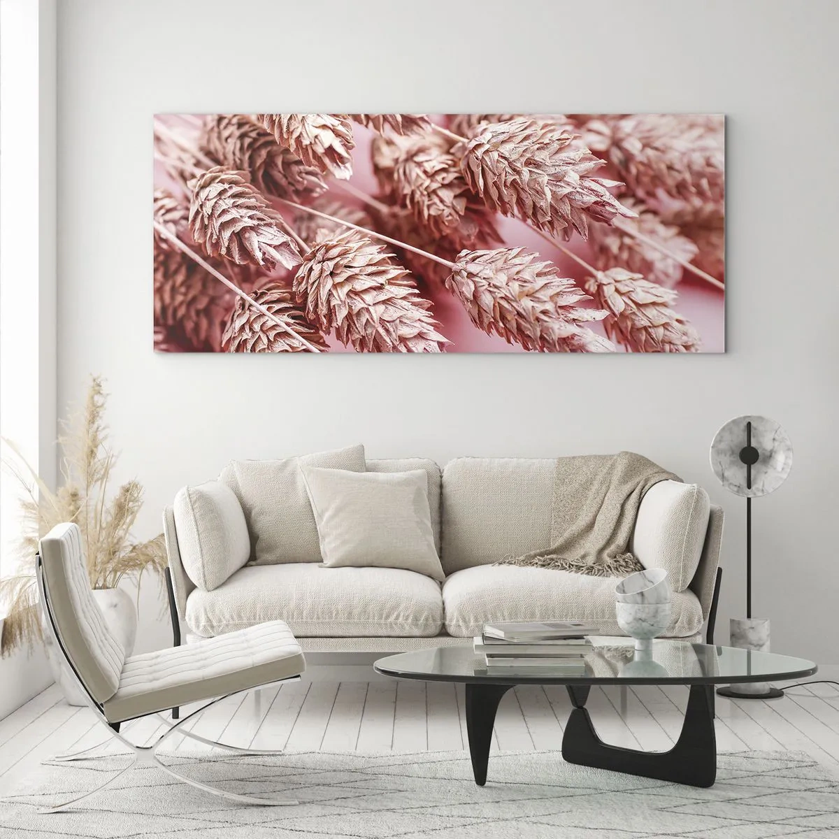 Impression sur verre - Image sur verre - Une cascade florale en rose - 100x40 cm