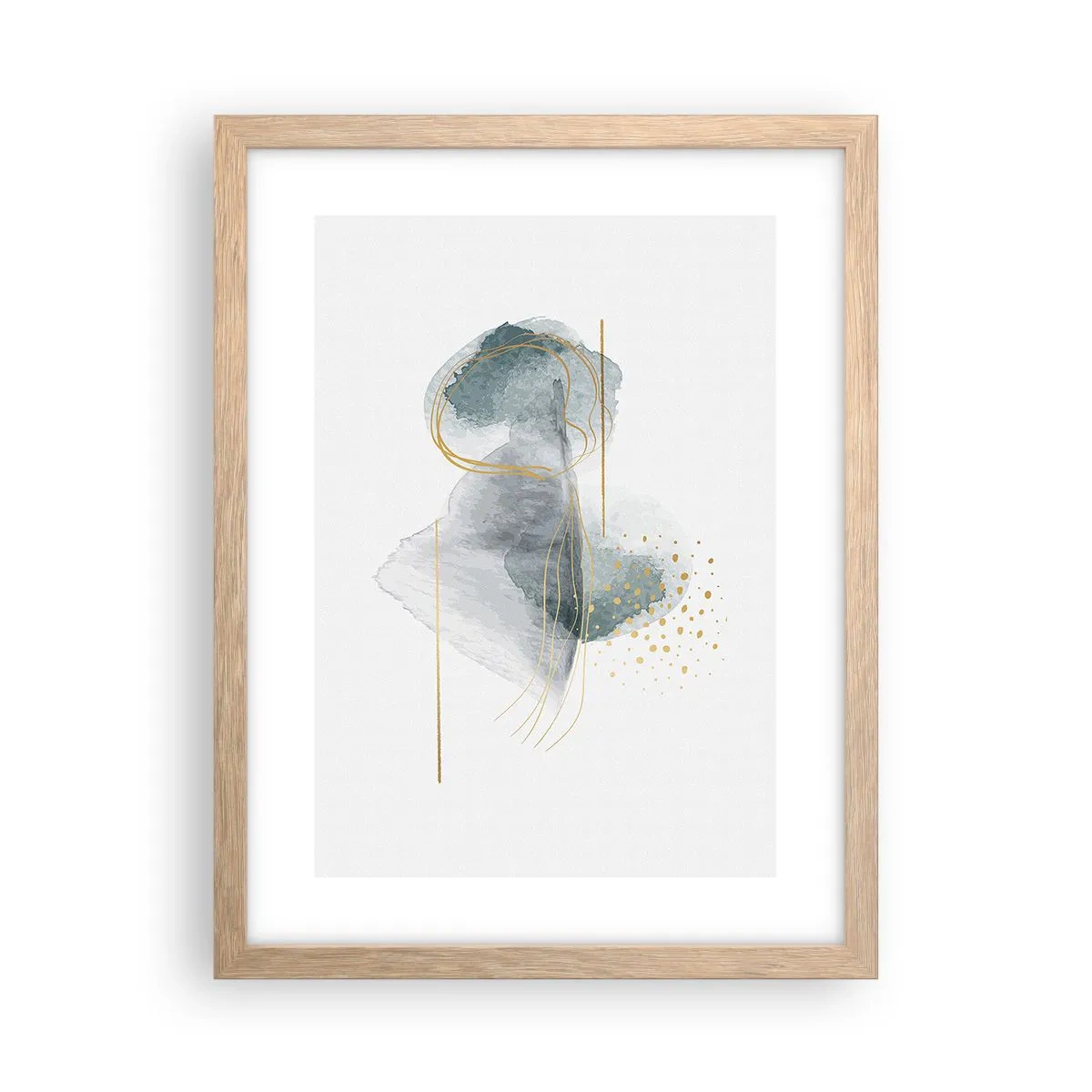 Affiche dans un chêne clair - Poster - À propos de la relation entre le gris et l'or - 30x40 cm