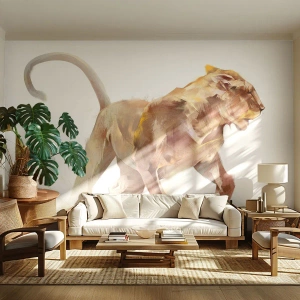 Papier Peint Photo Premium Canvas - Grâce sauvage - Animaux, Lion, Abstraction - 400x280 cm