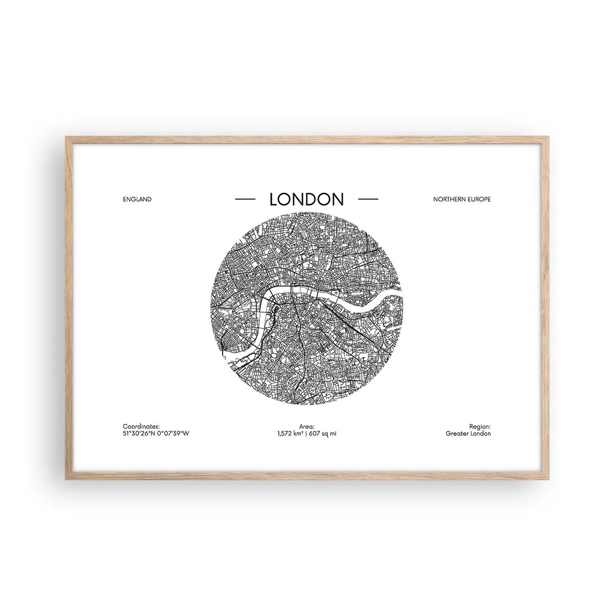 Affiche dans un chêne clair - Poster - Anatomie de Londres - 100x70 cm