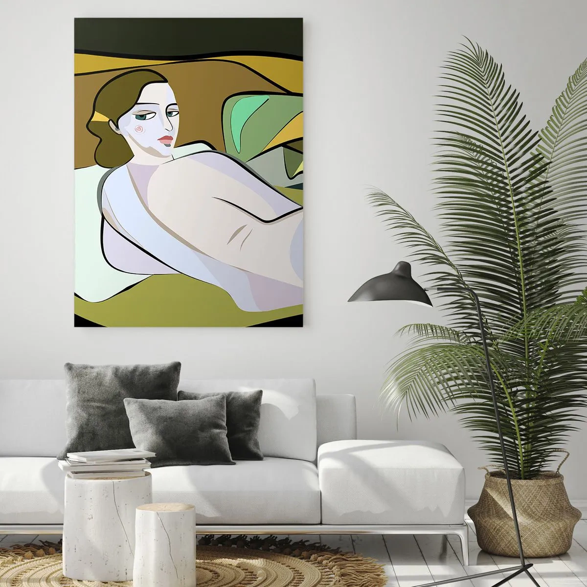 Impression sur verre - Image sur verre - Figure abstraite dans un style moderne - 80x120cm - Portrait intime - Décoration murale moderne pour le salon et la chambre ARTTOR