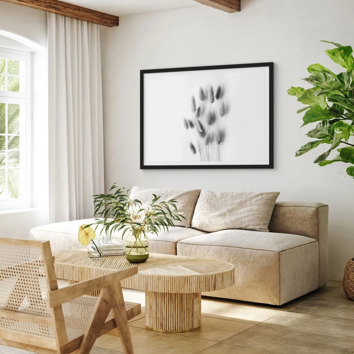 Affiche dans un cadre noir - Poster - Son herbe duveteuse - 40x30 cm