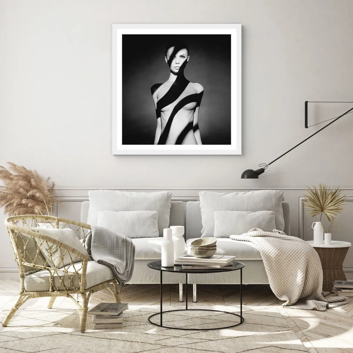 Affiche dans un cadre blanc - Poster - Dans la brillance et l'ombre - 60x60 cm