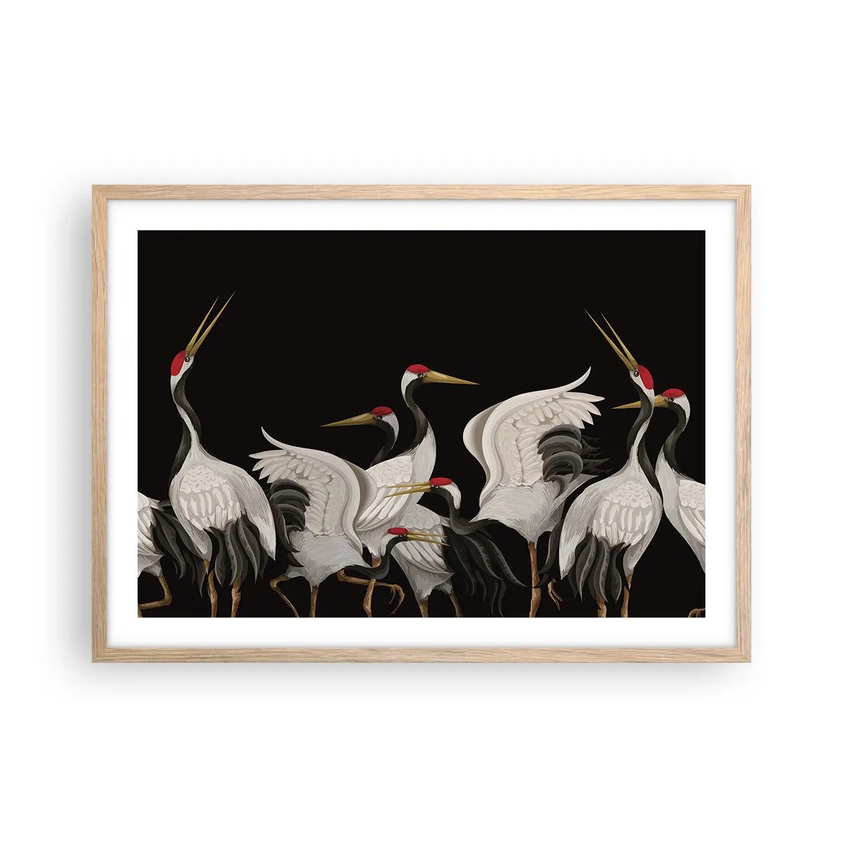 Affiche dans un chêne clair - Poster - Histoire d'oiseaux - 70x50 cm