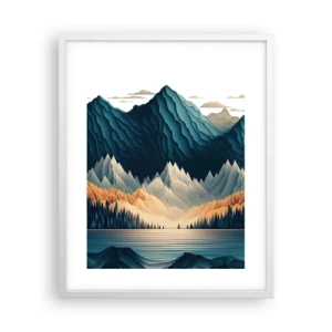 Affiche dans un cadre blanc - Poster - Paysage de montagne parfait - 40x50 cm