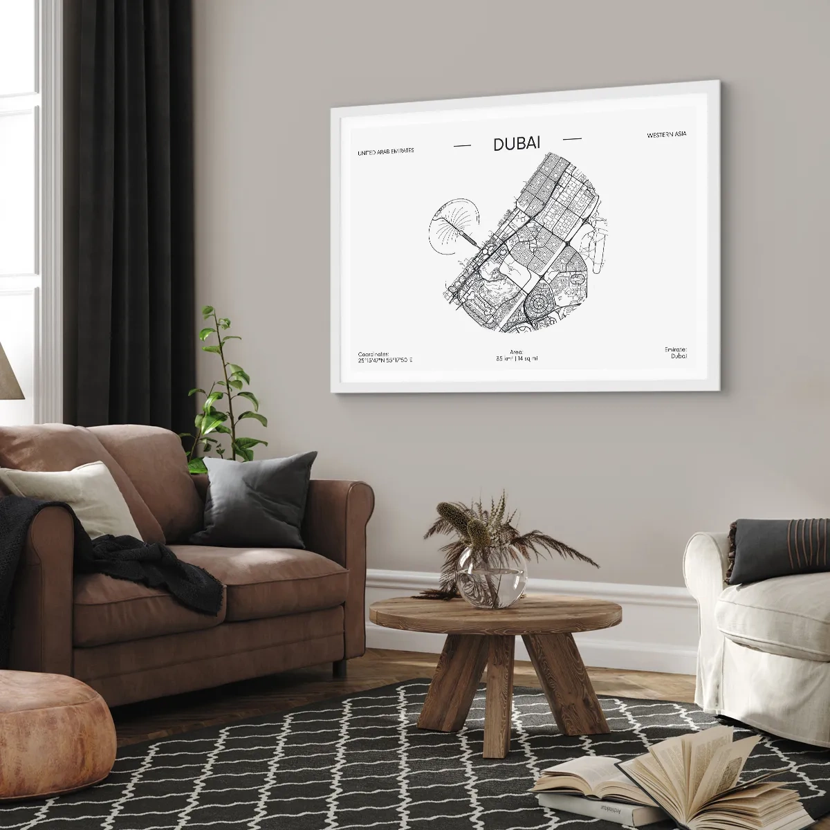 Affiche dans un cadre blanc - Poster - Anatomie de Dubaï - 100x70 cm