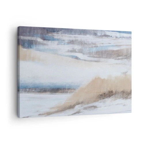 Impression sur toile - Image sur toile - Paysage d'hiver abstrait dans les tons de blanc et de bleu - 70x50cm - Composition hivernale - Décoration murale moderne pour le salon et la chambre ARTTOR